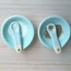 Ceramic hand made salt and pepper dishes with handmade spoons & turquoise glaze