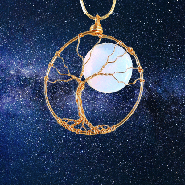 Full Moon Tree of Life Necklace - nature jewellery gift for her space