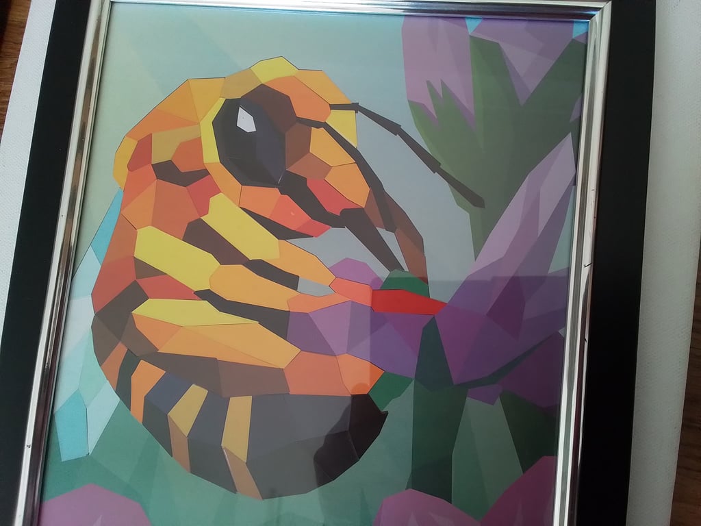 Bee papercut mosaic framed picture. Ref 353