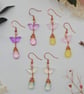 Handmade dainty butterfly and teardrop glass bead wire-wrapped dangle earrings 