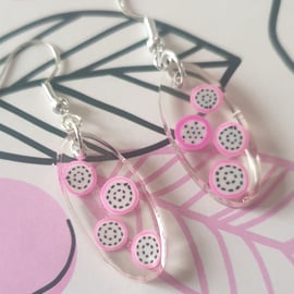 Oval dragonfruit resin earrings