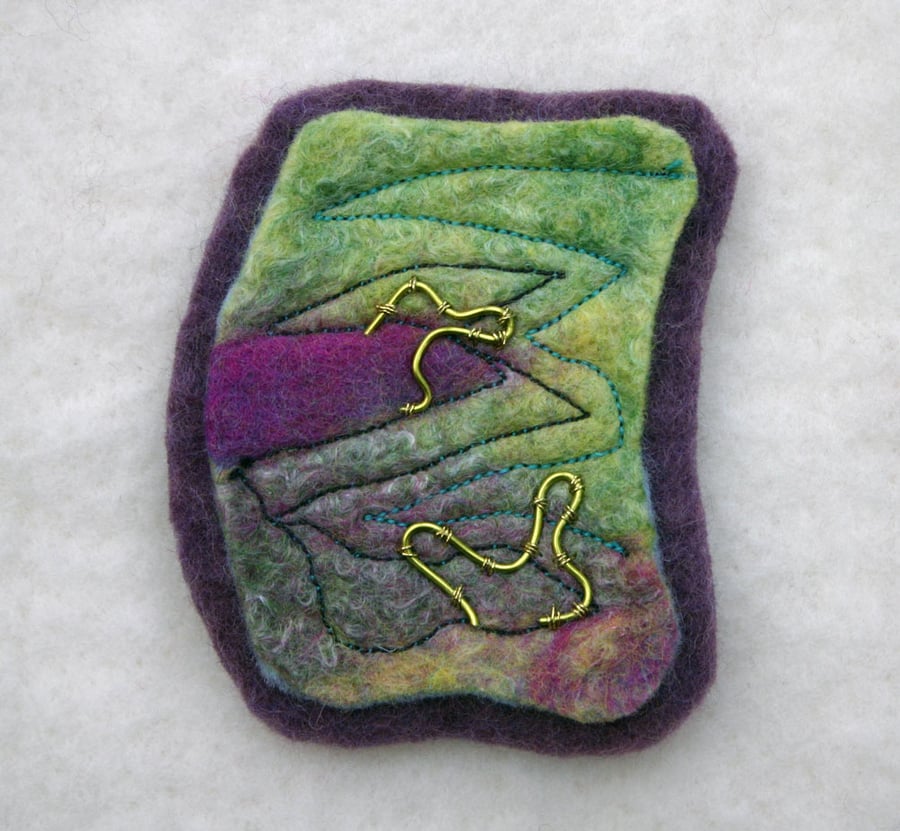 Felted hand made brooch