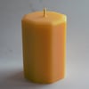 75mm x 110mm Octagonal organic beeswax pillar candle handmade in mid Wales