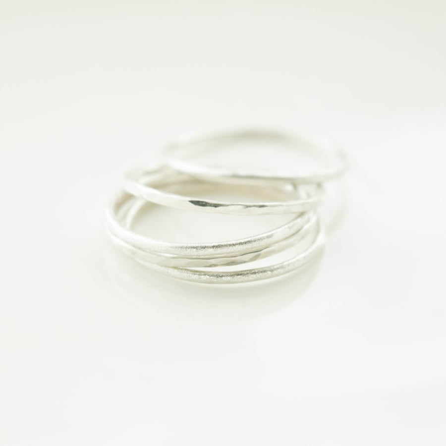 Set of 5 Argentium Silver Stacker Rings