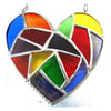 Fat Patchwork Heart Suncatcher Rainbow Stained Glass Handmade 018