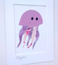 A lilac, purple and pink 'Jellyfish' fabric picture - 5x7 inches including mount - Image 2