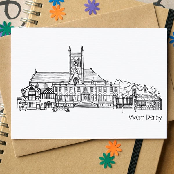 West Derby Liverpool Skyline Greetings Card