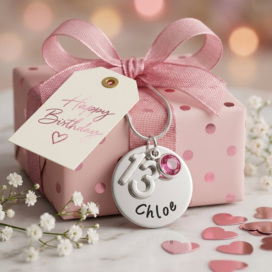 Image of Personalised 13th Birthday Necklace - Daughter Sister Granddaughter Niece