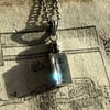 Sterling Silver & Quartz Crystal Sword & Pudding Doll Head Pendant Necklace