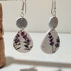 Lavender transfer polymer clay earrings