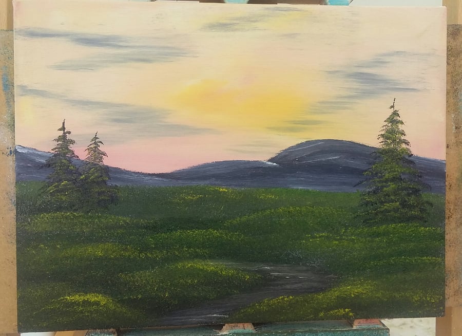 Evening glow original oil painting