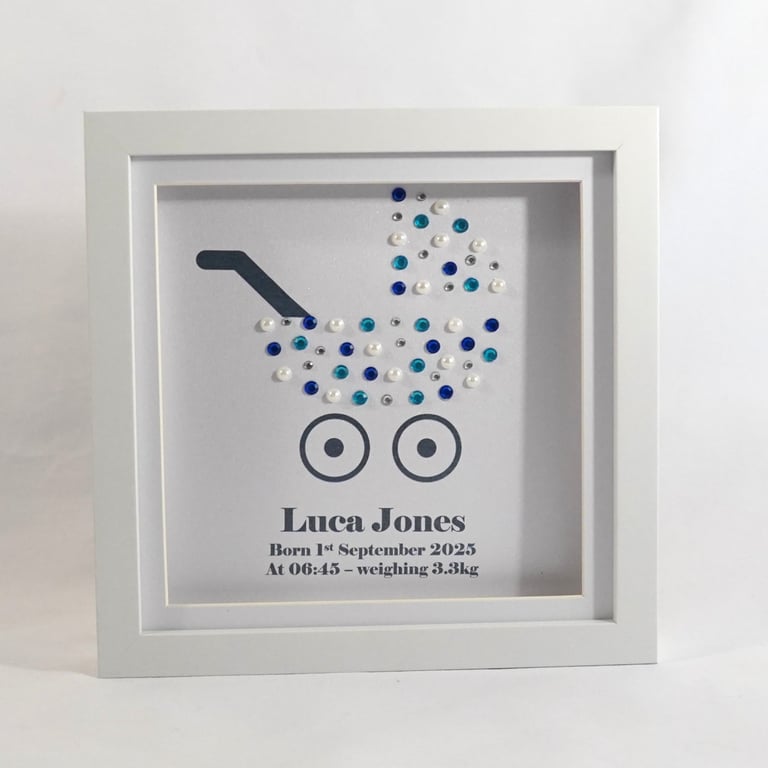 Personalised New Baby Gift - Custom Vintage Pram Design Keepsake