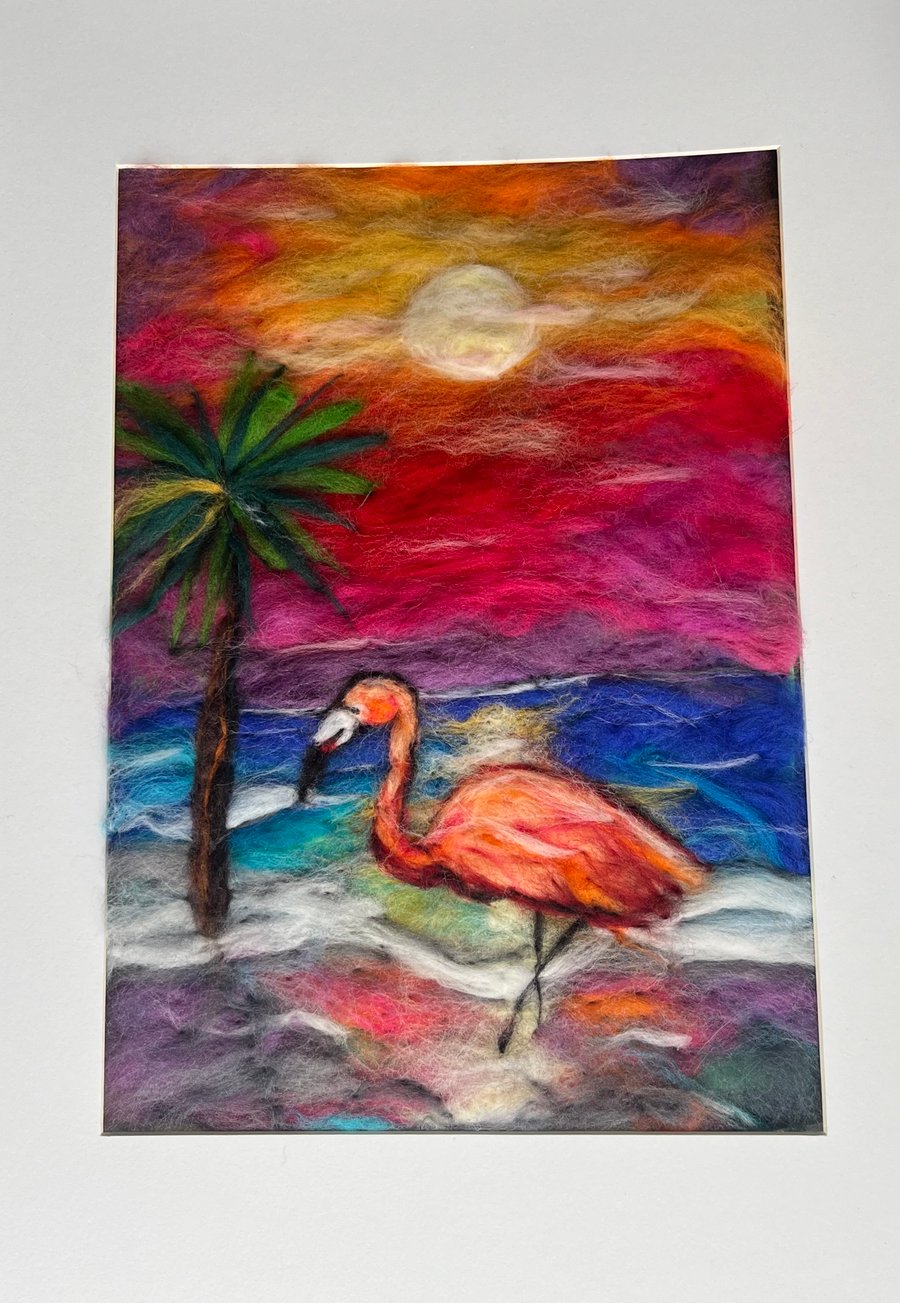Flamingo Sunset Wool Painting 