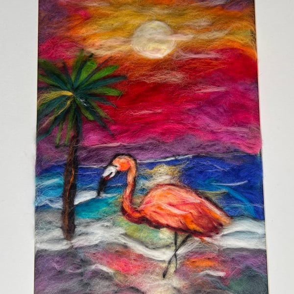 Flamingo Sunset Wool Painting 