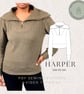 Harper Pullover Sewing Pattern: Relaxed Half-Zip, XS-3XL (PDF Pattern)