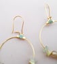 Healing Crystals Gold Hoop Earring Glass Bead and Jade, Fluorite,Yellow Calcite  - Image 2