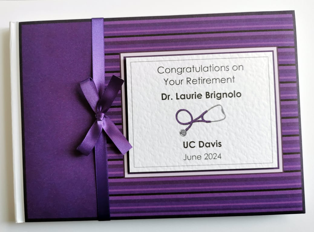 Doctor retirement guest book, retirement gift, black and white retirement book