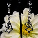 Seated Skeleton Charm Earrings. Hypoallergenic. Gift for Her. Halloween Style.