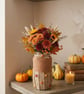 Handmade Upcycled Autumn Glass Jar,Rustic Decor,Dried Flower Vase,Autumn Gift