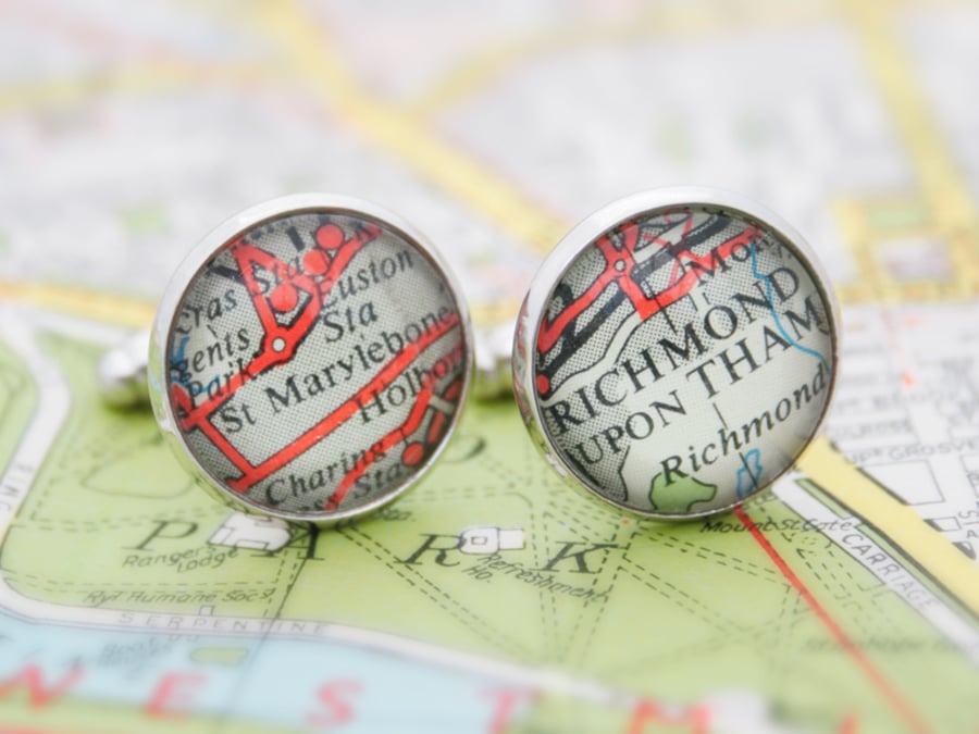 London Cufflinks Gift for Londoner  You Chose Any Area of Greater London 