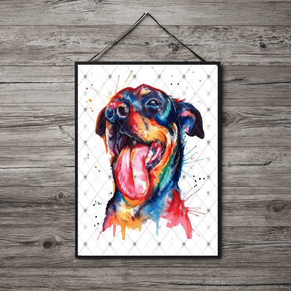 Rottweiler A4 Print, Rottweiler Custom Print, Personalised Wall Art, Custom Dog 