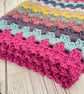 Multicoloured Crochet Infinity Scarf - Handmade - Granny Stripe - Image 9
