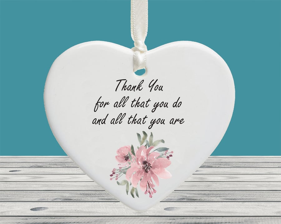 Thank You For All That You Do Mother's Day Ceramic Heart - Mum Keepsake Gift 