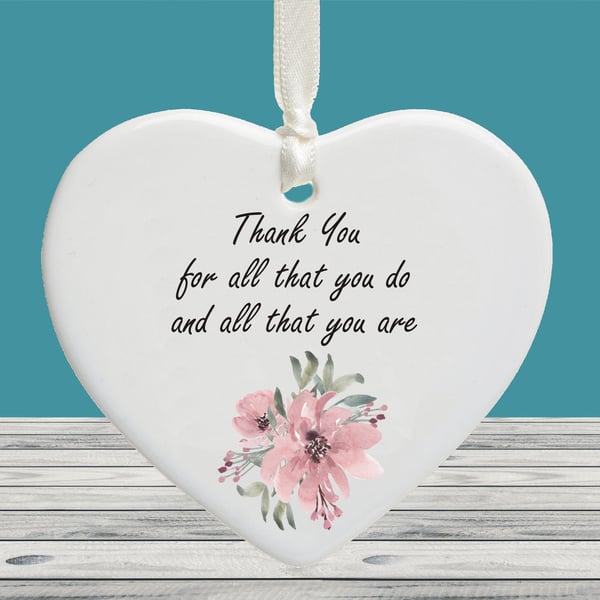 Thank You For All That You Do Mother's Day Ceramic Heart - Mum Keepsake Gift 