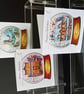 6 x Handmade Village Snowglobe Christmas Cards. - Image 2