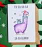 Llama Christmas card, Funny pun Christmas carol card, Friend Christmas card - Image 3