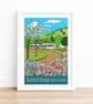 Burford Bridge Mickleham travel poster by Susie West - Image 1