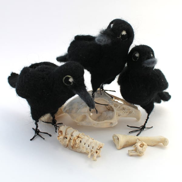 Needle Felted Crow Ornament Bird Decoration