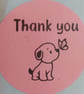 50 'Thank You' Puppy Thermal Printed Stickers (Puppy butterfly mix) - Image 2