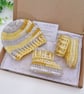 Handmade Crochet Baby Hat & Booties Set - Variegated Silver and Yellow
