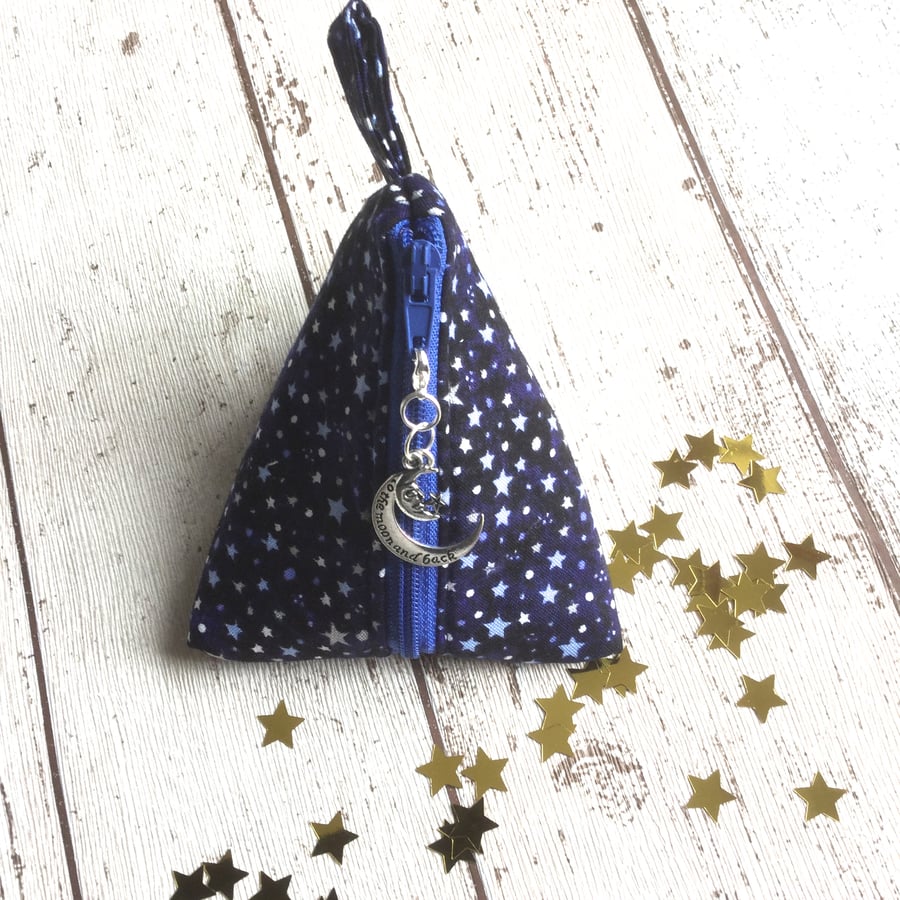 Moon & Star Themed Fabric Pyramid Purse