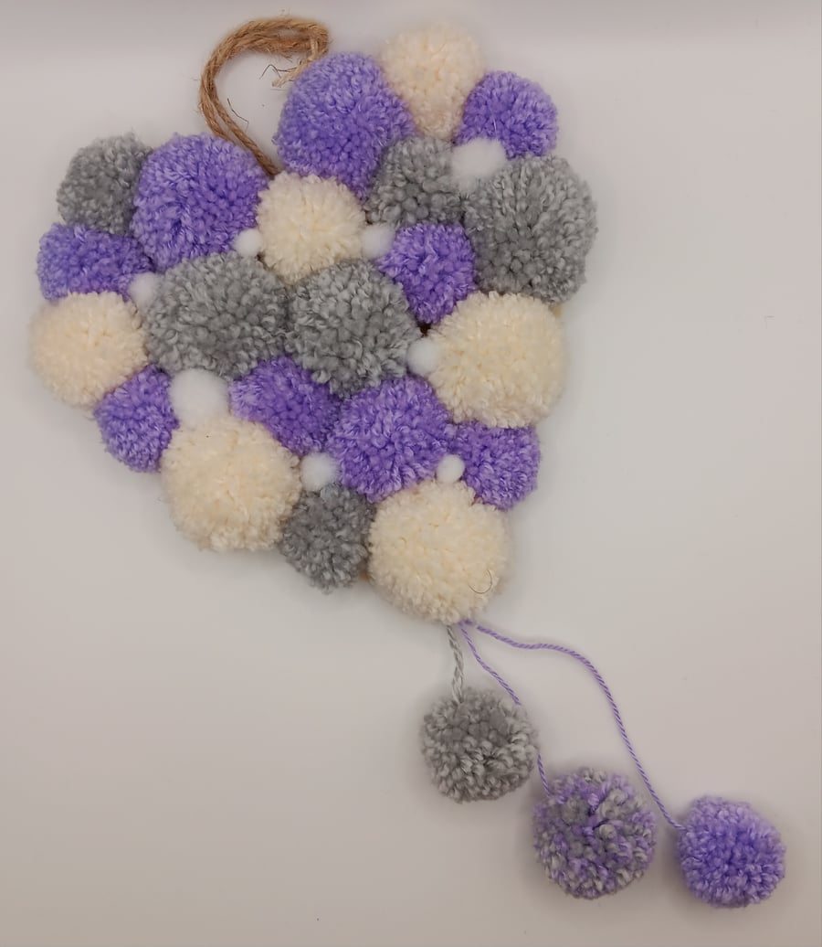Pom pom hanging love heart