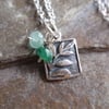 Emerald silver leaf necklace with fair trade leaves charm