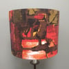 Abstract 50s Barkcloth Orange and Olive MID CENTURY VIntage fabric Lampshade