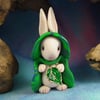 Downland Rabbit 'Mothi' with enamel leaf OOAK Sculpt by Ann Galvin Gnome Village