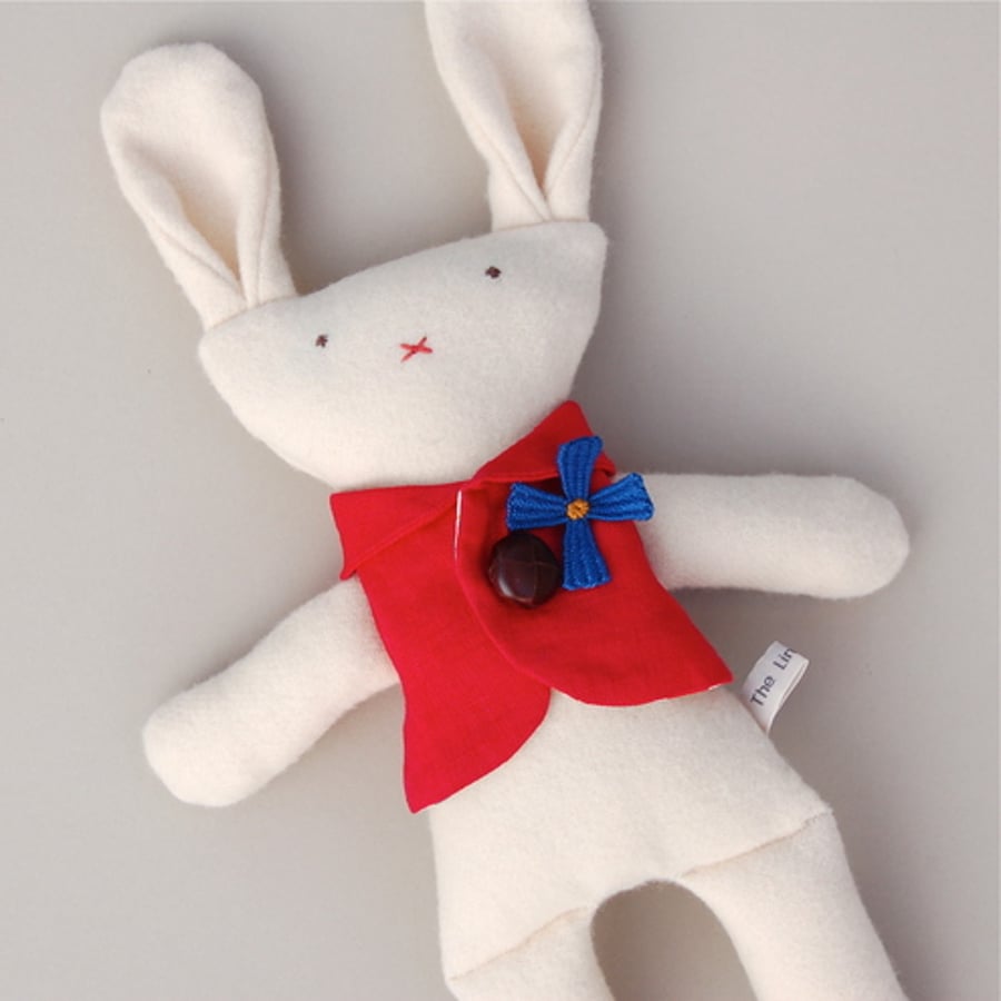Cream Cashmere Bunny in Red Waistcoat