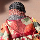 Rae,  A  Tiny Hand Embroidered Bullfinch Folk Art Doll