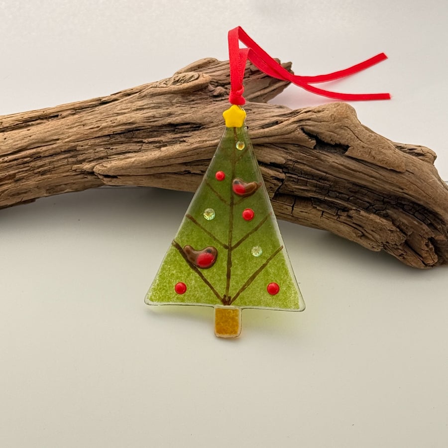 Robins Christmas Tree Decoration with Yellow Star