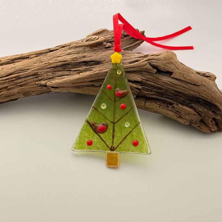 Robins Christmas Tree Decoration with Yellow Star