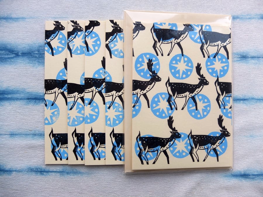 Hand printed Walking Stag Cards