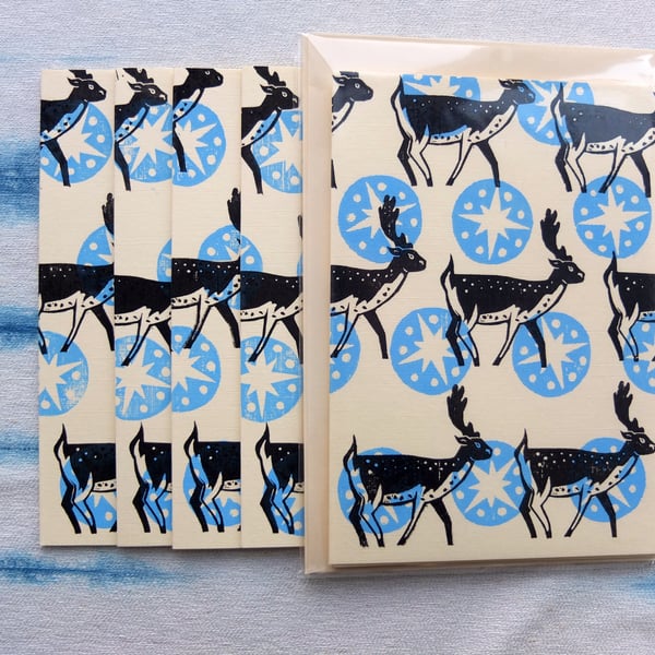 Hand printed Walking Stag Cards