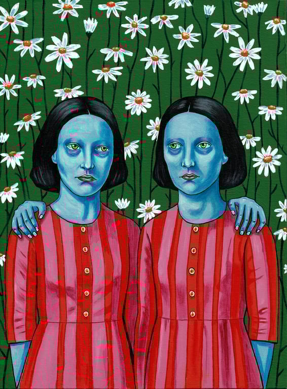 Blue twins with daisies