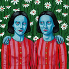 Blue twins with daisies