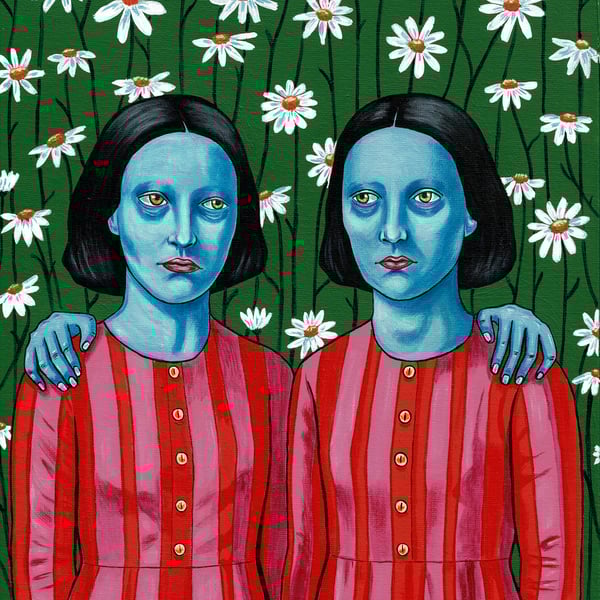 Blue twins with daisies
