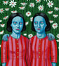 Blue twins with daisies