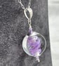 purple and clear swirly glass ball shaped lampwork glass pendant necklace - Image 3